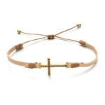 Adjustable Cross Bracelet with Colored Stones