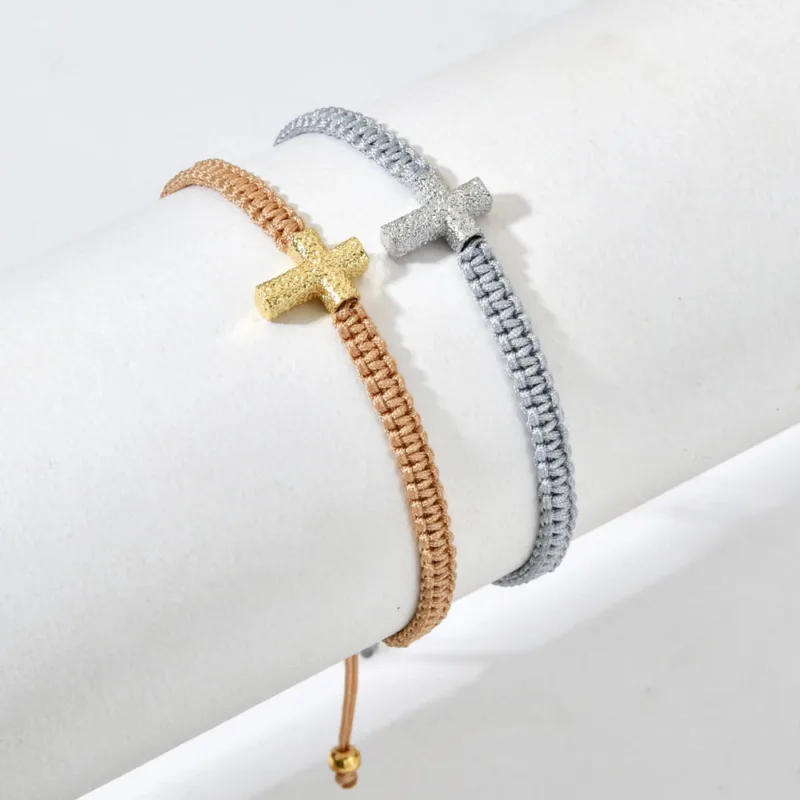 Adjustable Cross Braided Cord Bracelet - Image 4