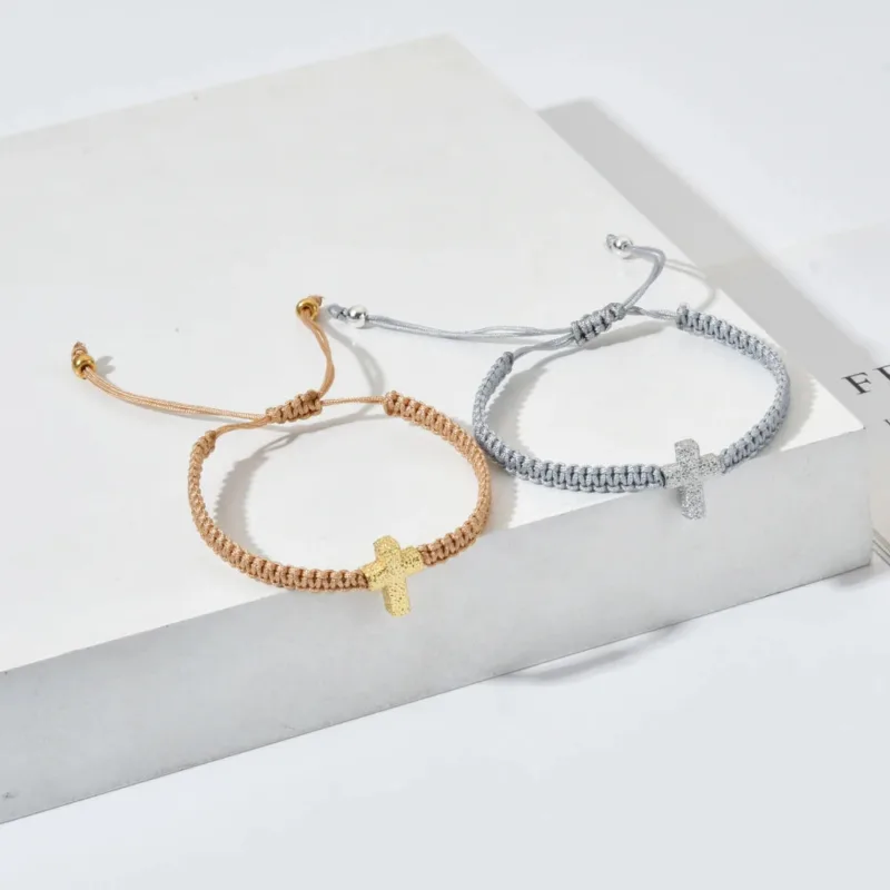 Adjustable Cross Braided Cord Bracelet - Image 3