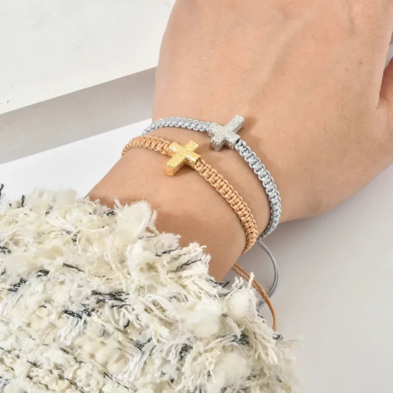 Adjustable Cross Braided Cord Bracelet - Image 2