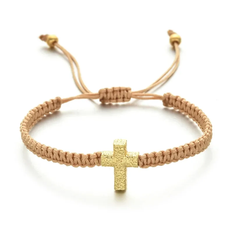 Adjustable Cross Braided Cord Bracelet