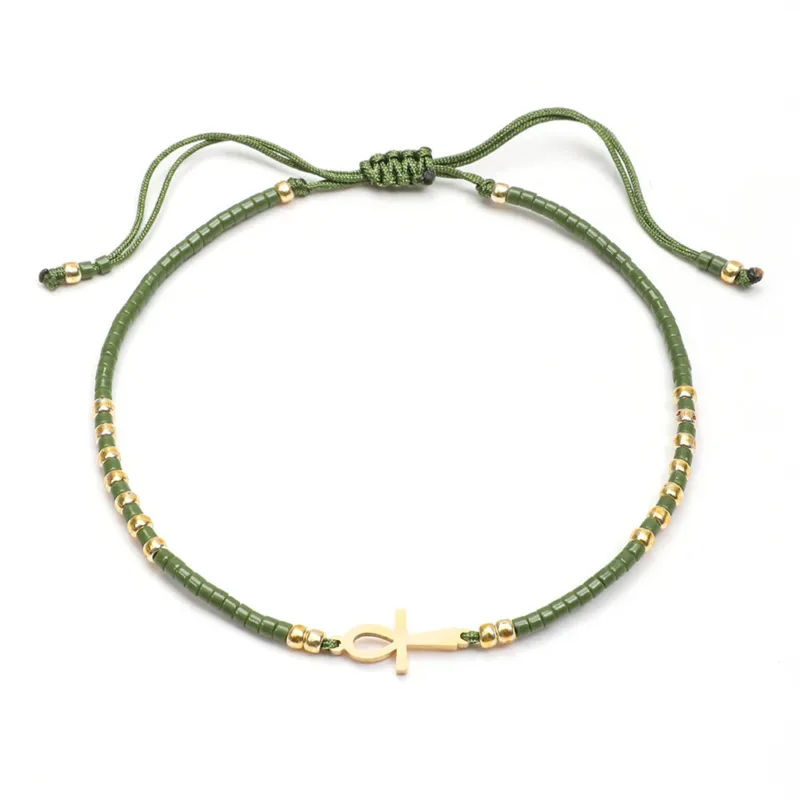Ankh Cross Bracelet with Cord - Image 5