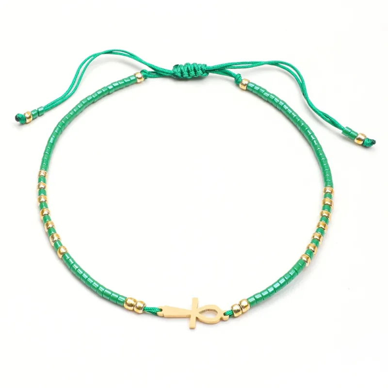 Ankh Cross Bracelet with Cord - Image 4