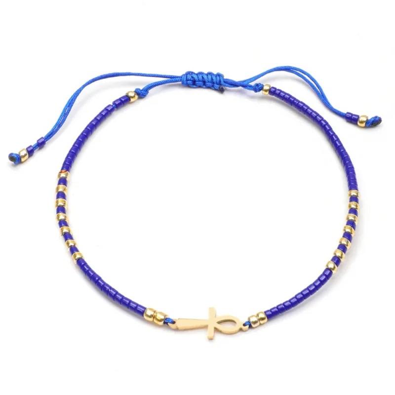 Ankh Cross Bracelet with Cord - Image 3