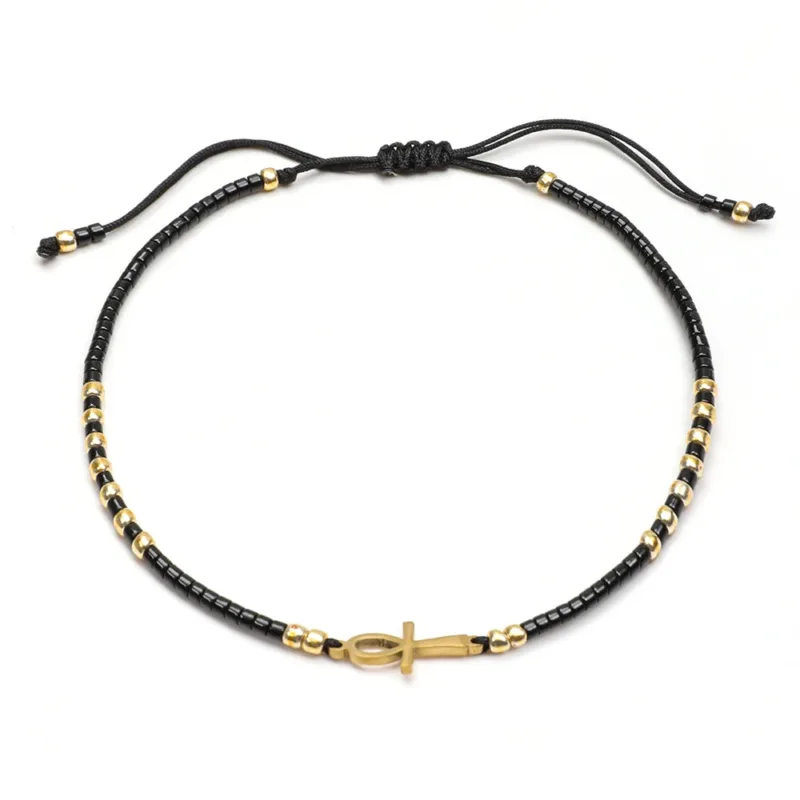 Ankh Cross Bracelet with Cord - Image 2