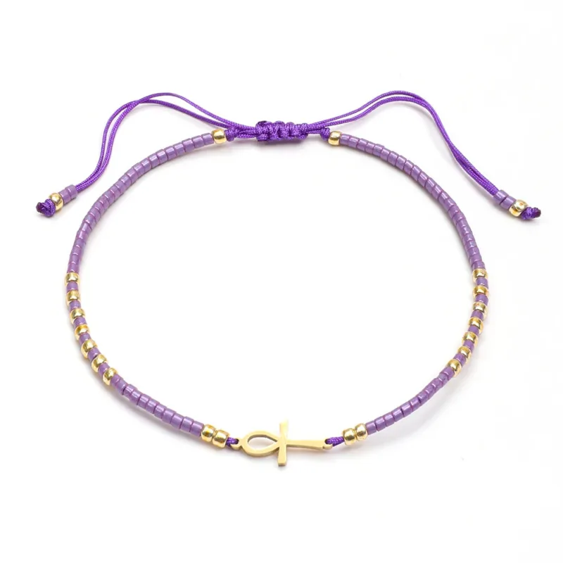 Ankh Cross Bracelet with Cord