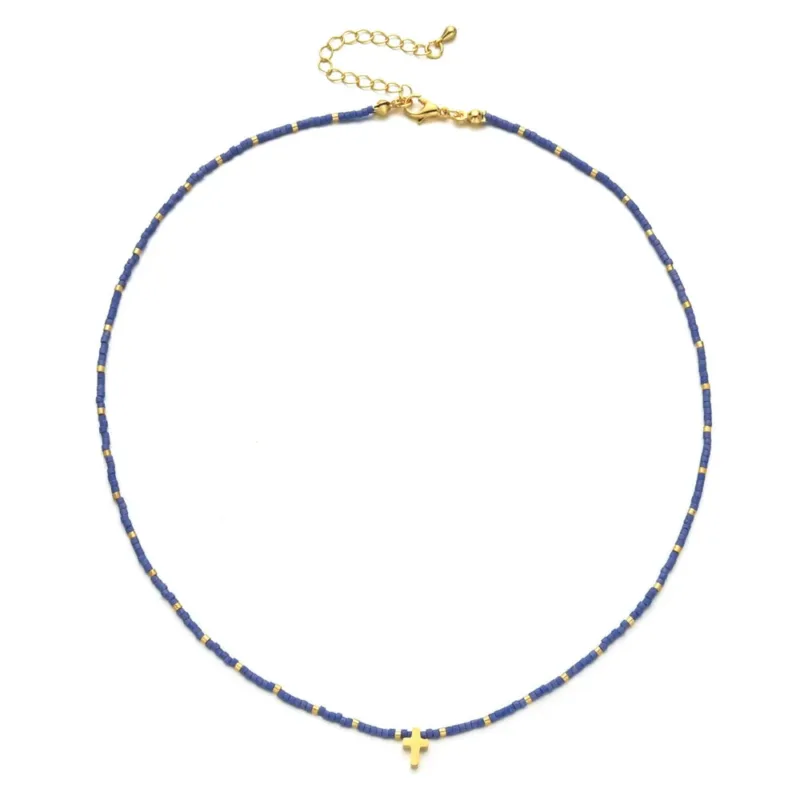 Beaded Necklace with Cross Pendant - Image 4