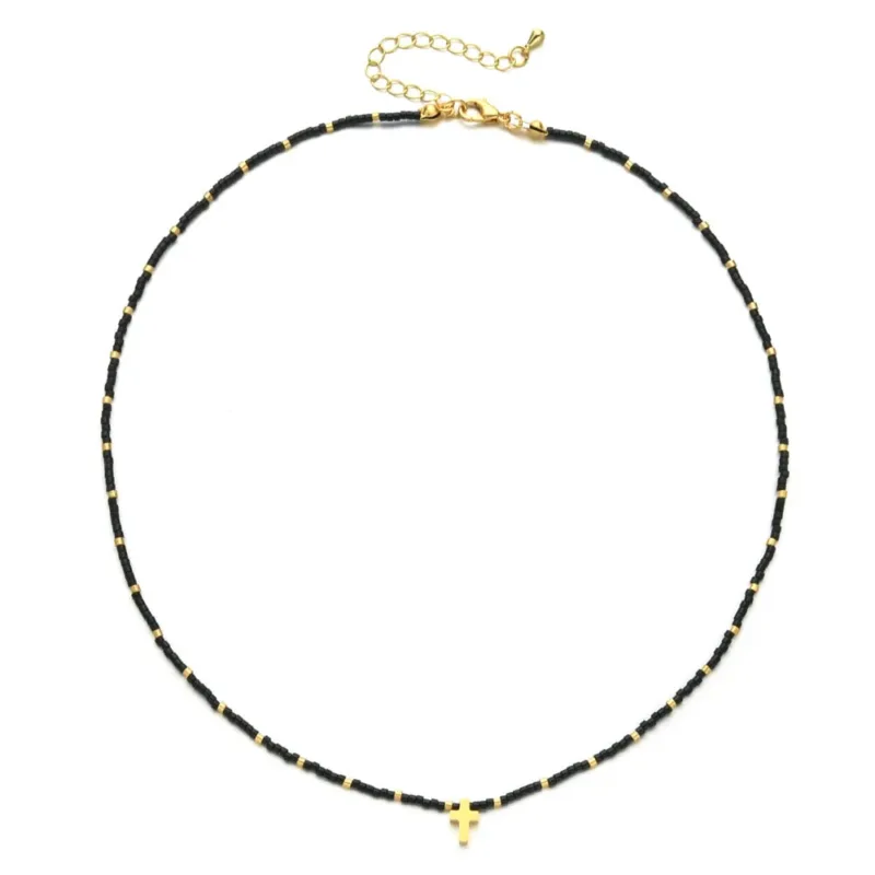 Beaded Necklace with Cross Pendant - Image 6