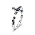 Black Stone Cross Ring
