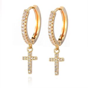 Christian Cross Hoop Earrings