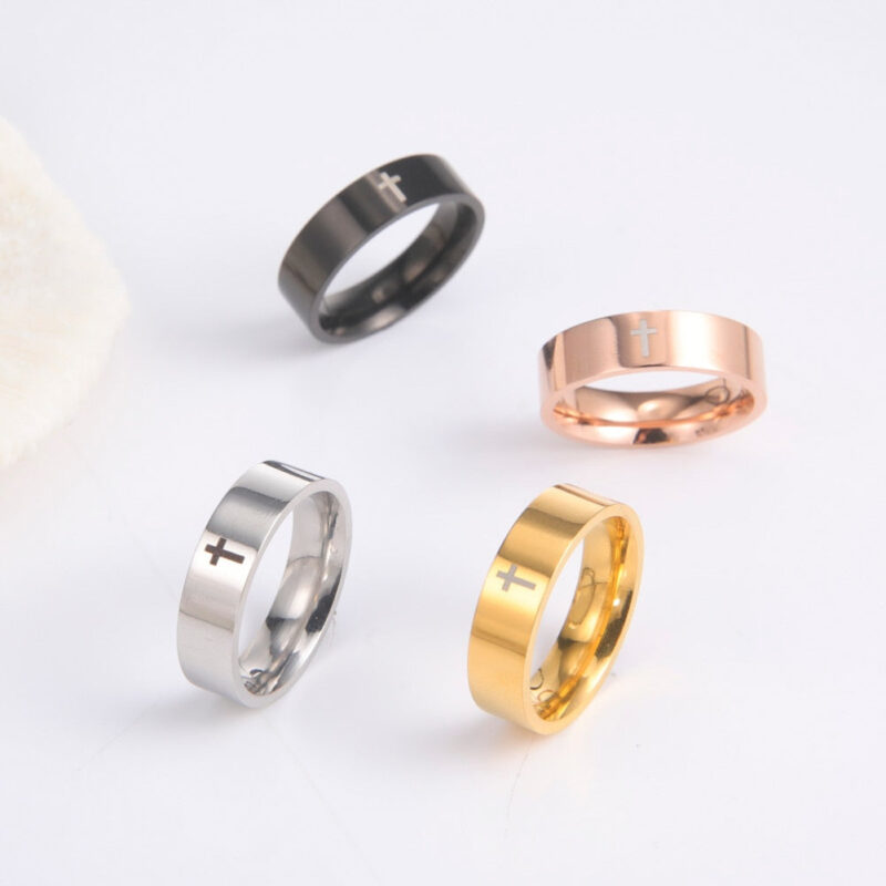 Classic Steel Ring with Cross