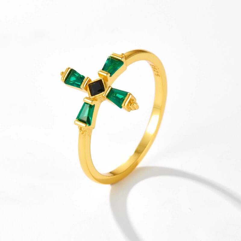 Colored Zircon Cross Ring