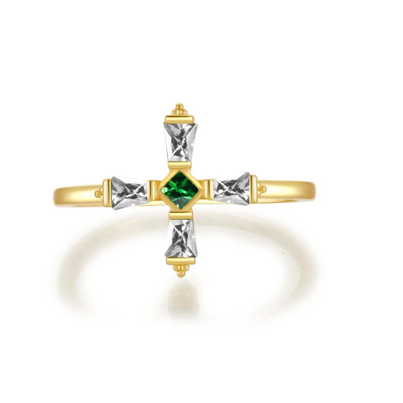 Colored Zircon Cross Ring - Image 7