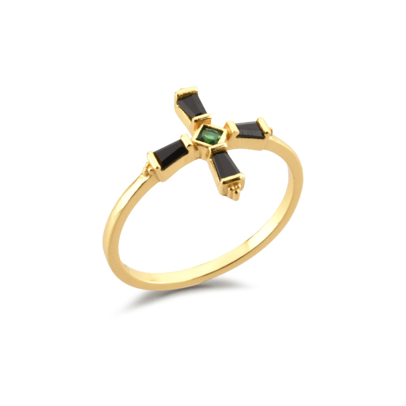 Colored Zircon Cross Ring - Image 2