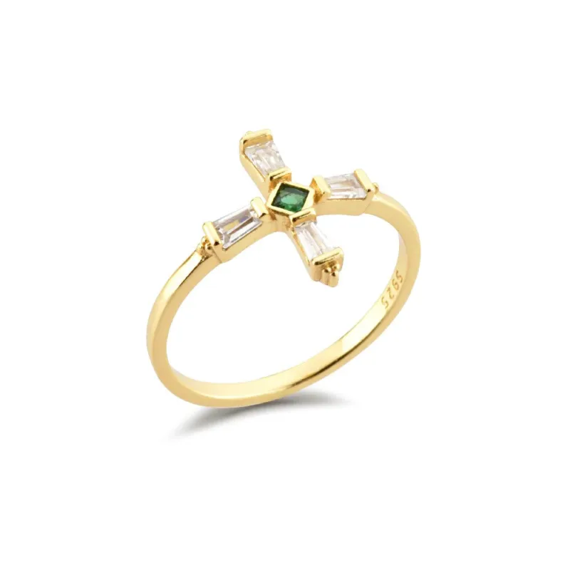 Colored Zircon Cross Ring - Image 3