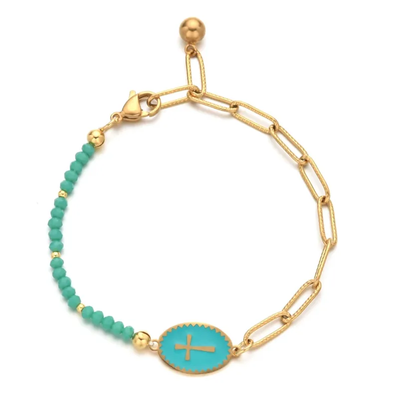 Colorful Charm Cross Bracelet