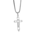 Contemporary Steel Cross Necklace