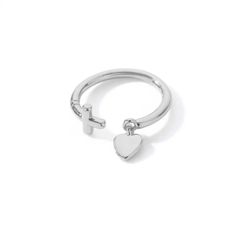 Cross and Heart Pendant Ring - Image 3