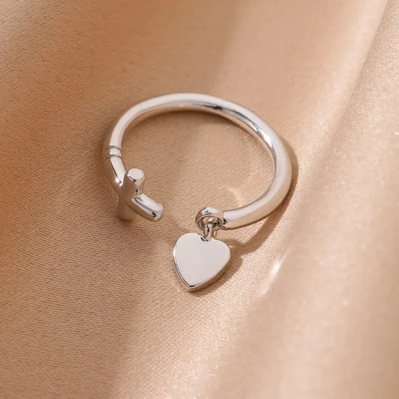 Cross and Heart Pendant Ring - Image 6