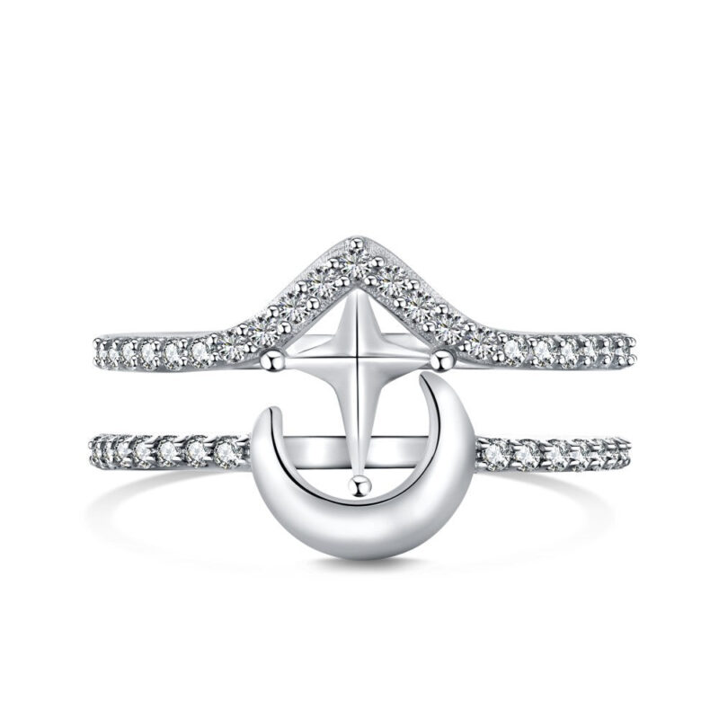 Cross and Moon Ring