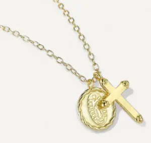 Cross Choker Necklace with Medal