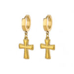 Cross Dangle Hoop Earrings