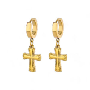 Cross Dangle Hoop Earrings