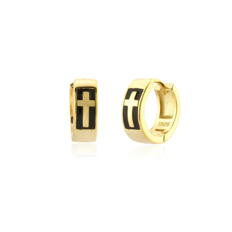 Cross Earrings on Black Background - Image 2