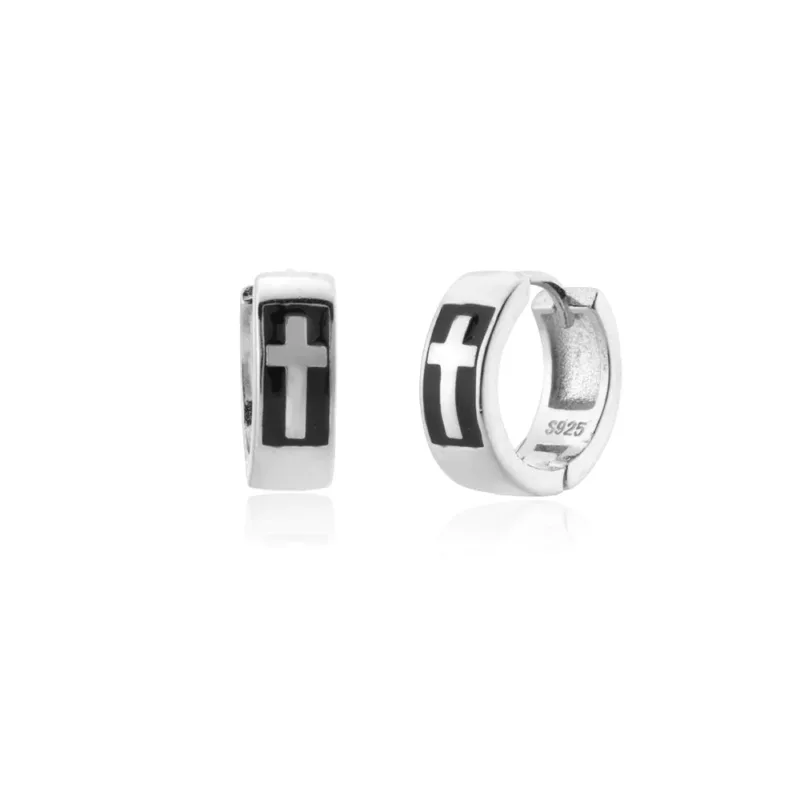 Cross Earrings on Black Background