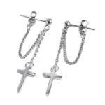 Cross Earrings with Chain