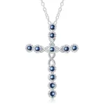 Cross Necklace Blue Vibrant Stones