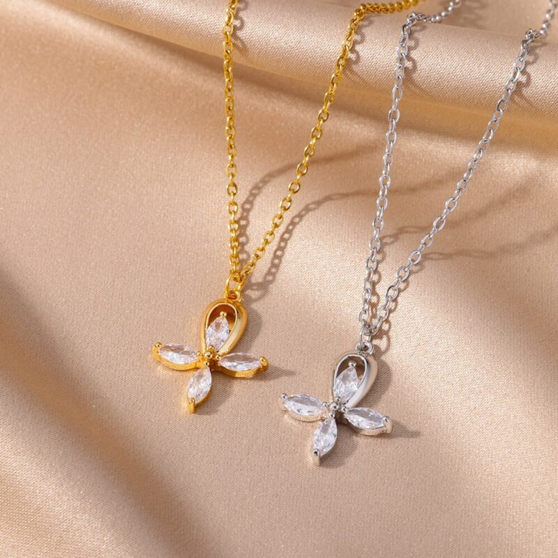 Cross Necklace Oval Stones - Image 3