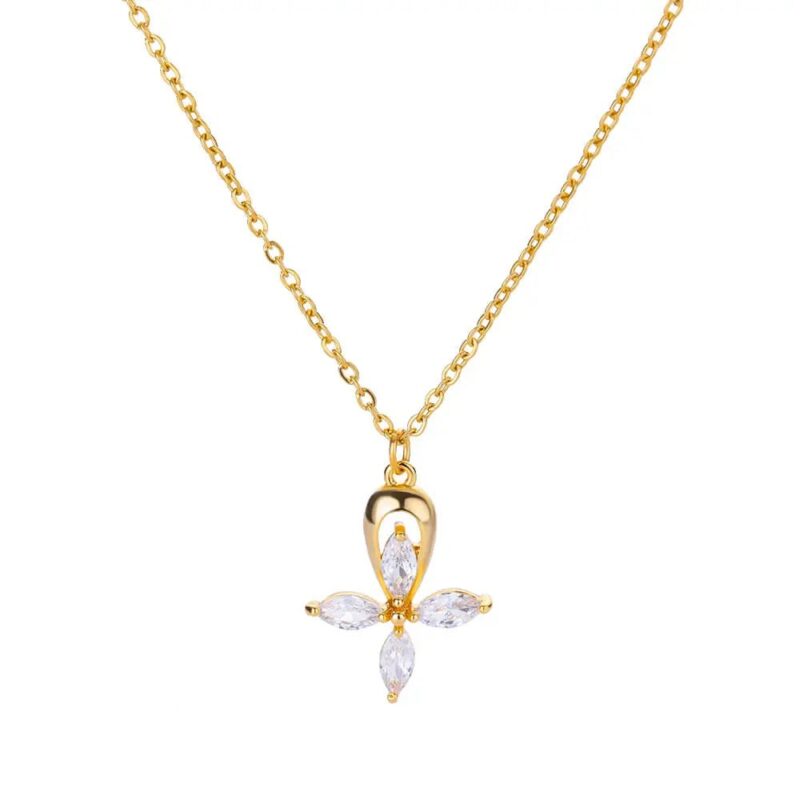 Cross Necklace Oval Stones
