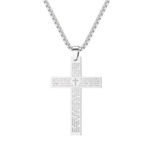Cross Necklace with Biblical Prayer Pendant