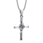 Cross Necklace with Dominant Rose