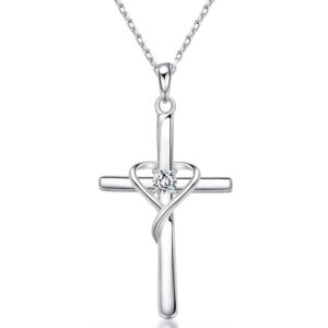 Cross Necklace with Intertwining Heart
