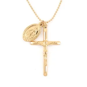 Cross Necklace with Virgin Medal