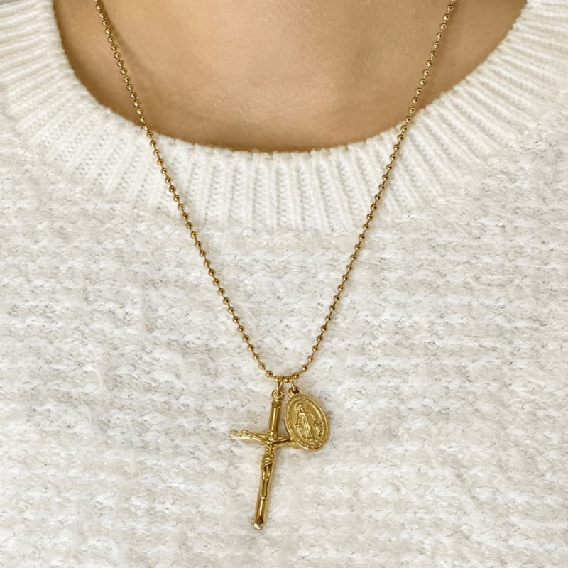 Cross Necklace with Virgin Medal - Image 2