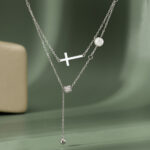 Cross Necklace Women's Pearl and Suspended Bead