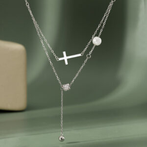 Cross Necklace Women's Pearl and Suspended Bead