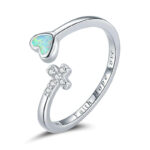 Cross Ring One Size Blue Heart