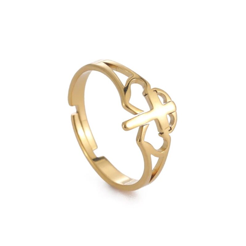 Cross Ring with Intertwined Heart - Image 2