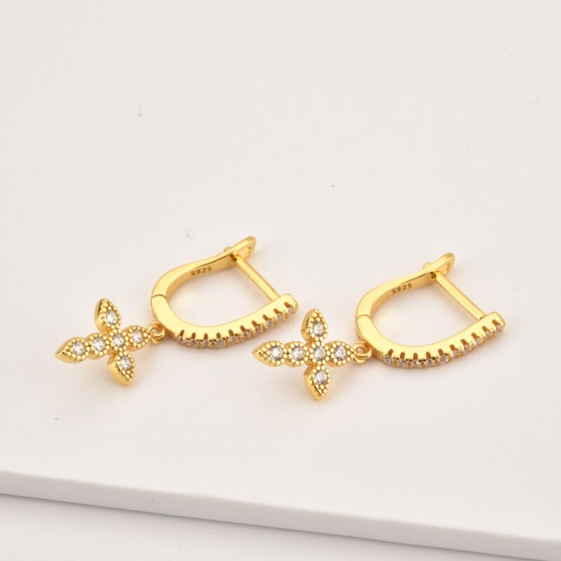 Dangling and Shiny Cross Earrings - Image 3