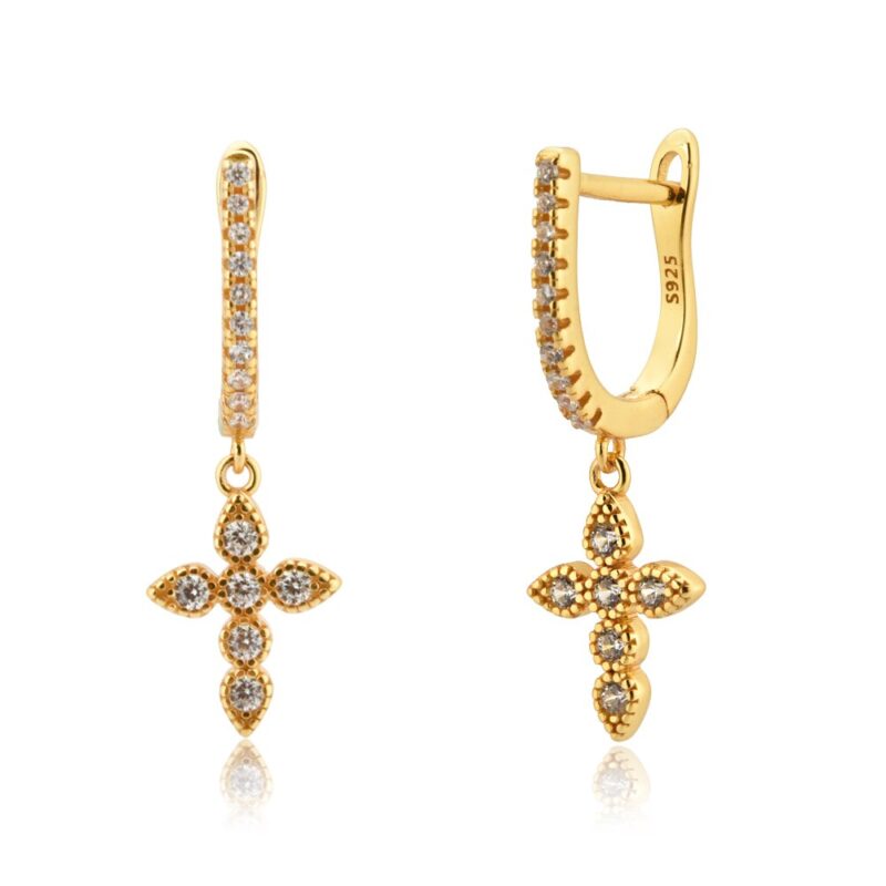 Dangling and Shiny Cross Earrings - Image 2