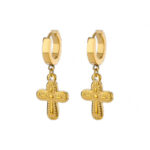 Dangling Cross Hoop Earrings