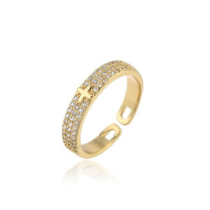 Delicate and Sparkling Cross Ring