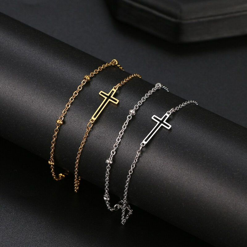 Double Chain Style Cross Bracelet - Image 5