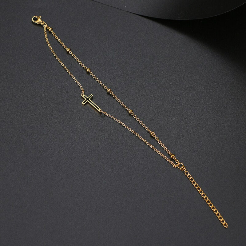Double Chain Style Cross Bracelet - Image 4