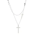 Double Contrast Cross Necklace