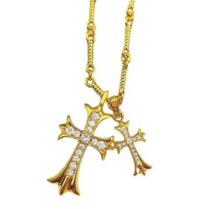 Double Cross and Rings Necklace